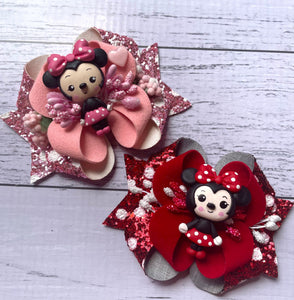 Red Mouse Posey OOAK Bow