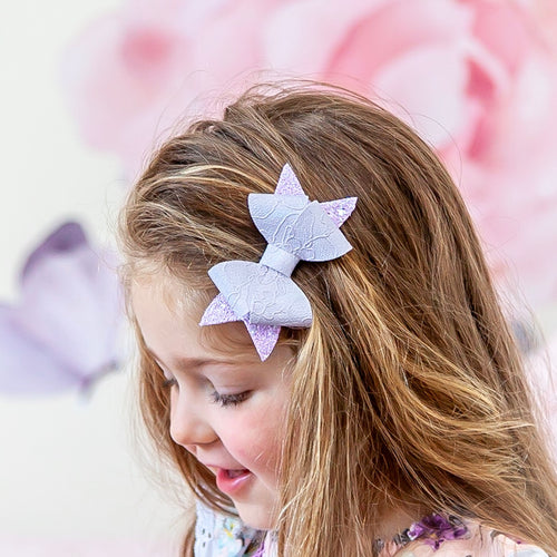 Pastel Purple Embossed Rosey bow