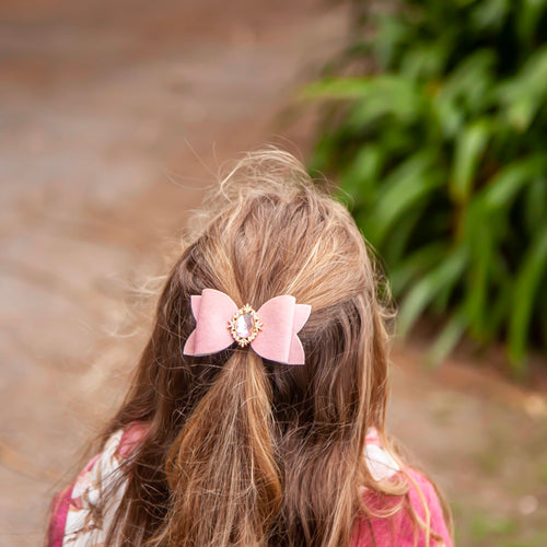 Velvet Pink Rhinestone bow