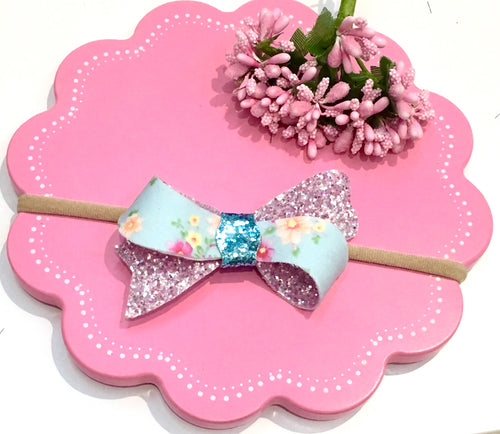 Sophia Blue Floral bow