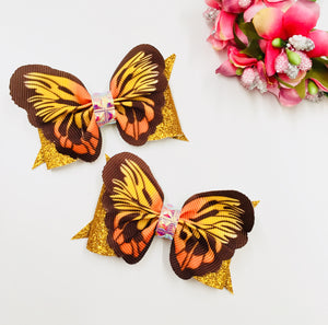 Butterfly Yellow Piggytail clip pair
