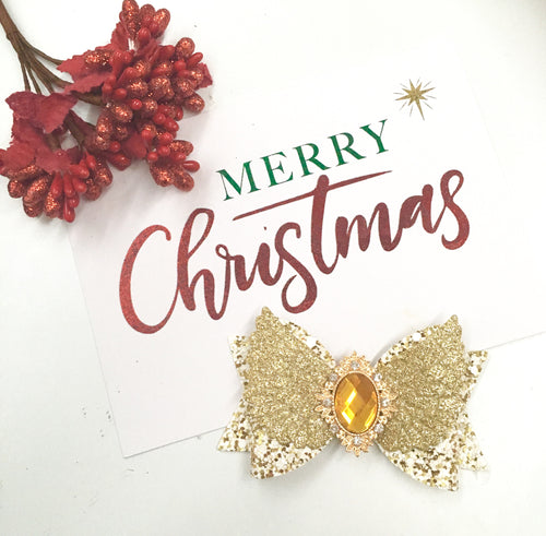 Christmas Glitter Rhinestone Wing bow