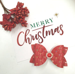 Christmas Red Sequin Rhinestone bow