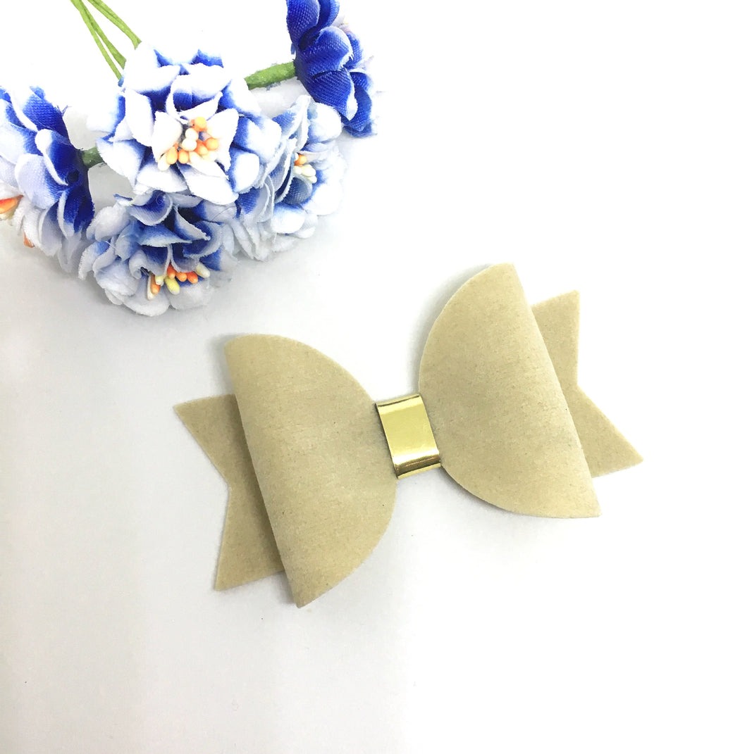 Beige Faux Suede Everyday Bow
