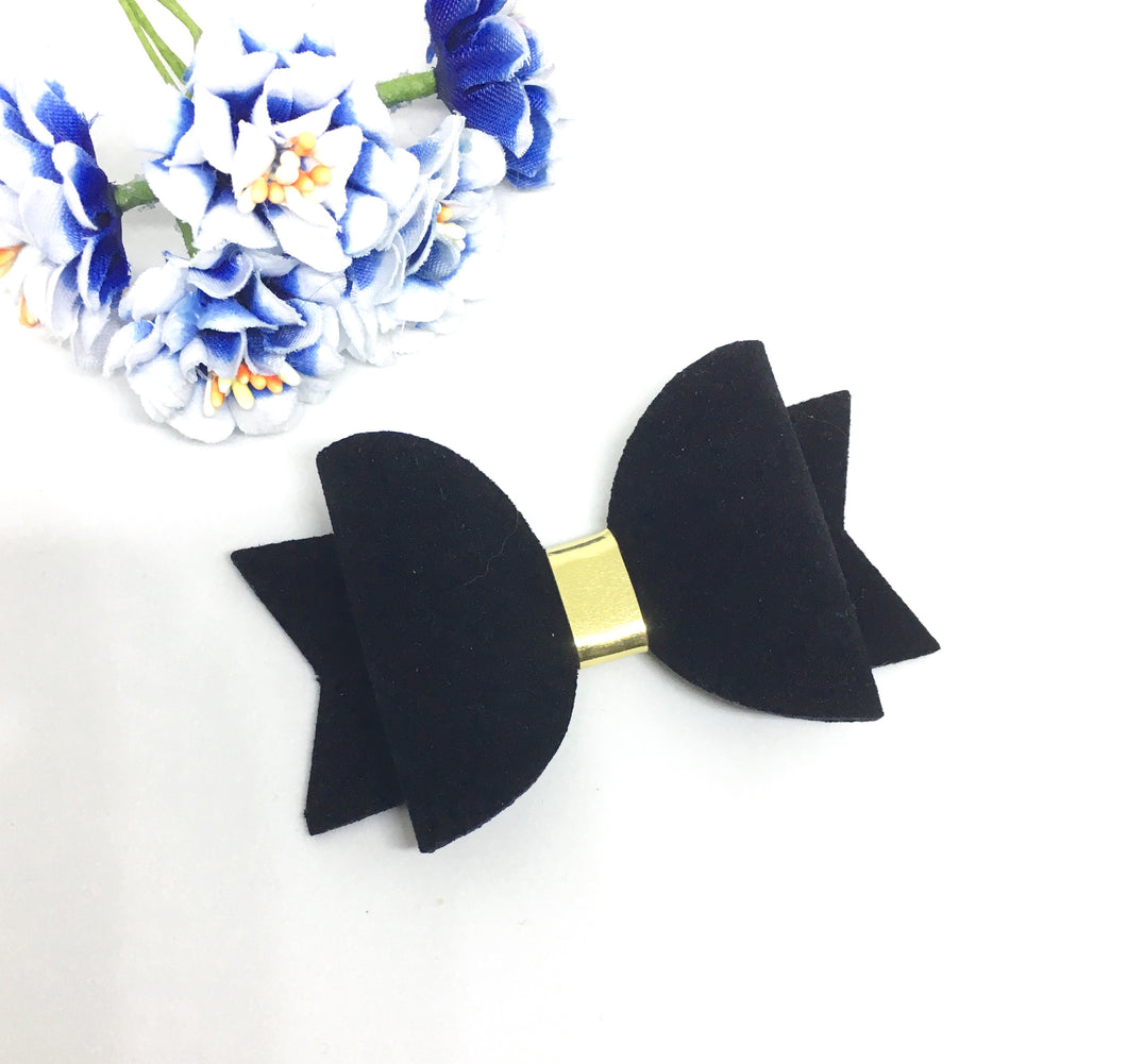 Black Faux Suede Everyday Bow