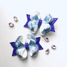 Load image into Gallery viewer, Blue Floral Posey Bow
