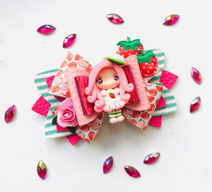 Strawberry Girl Clay large bow