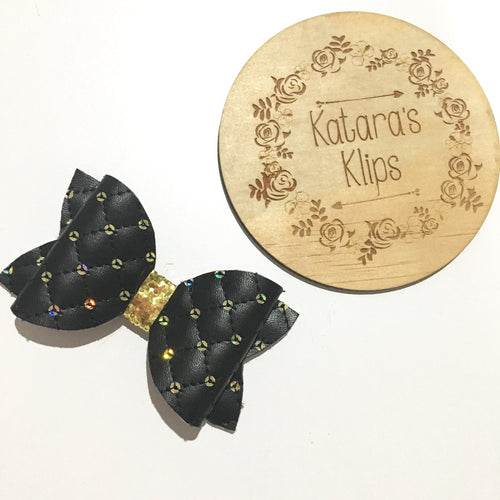 Sequin Quilted Black Bow