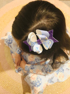 Blue Floral Posey Bow