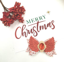 Load image into Gallery viewer, Christmas Glitter Rhinestone Wing bow
