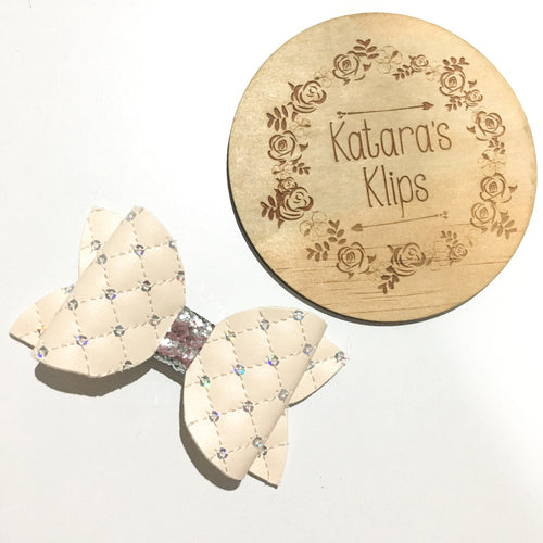 Sequin Quilted Cream ivory Bow