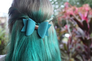 Teal Green Faux Suede Everyday Bow
