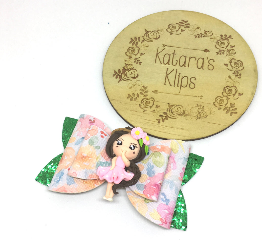 Clay Pink Flower girl Bow