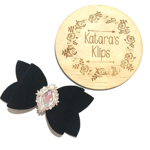 Velvet Black Rhinestone bow
