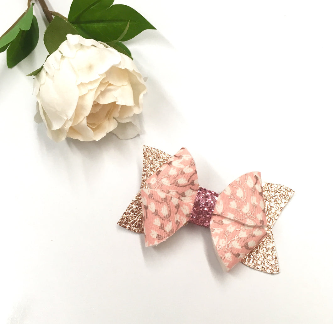 Rose Gold Floral Bow