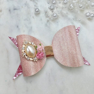Rhinestone Pink Glitter Bow