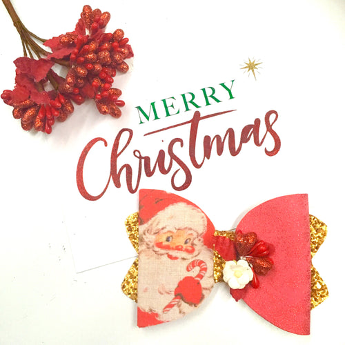 Christmas Red Glitter Santa bow