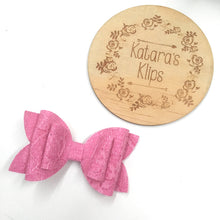 Load image into Gallery viewer, Pink Glitter Lace Double Bow