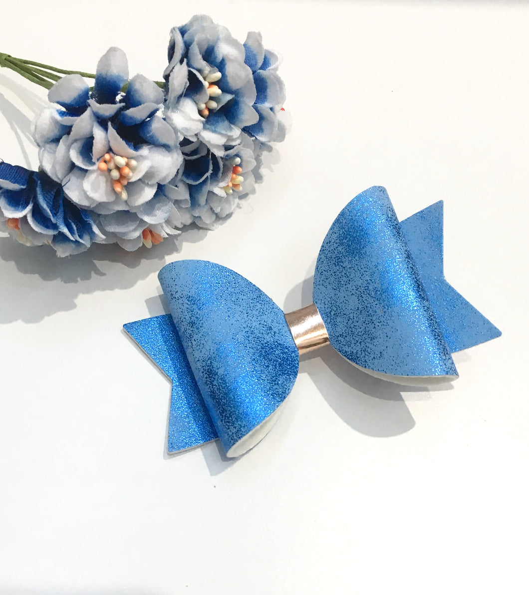 Blue Faux Suede Everyday Bow