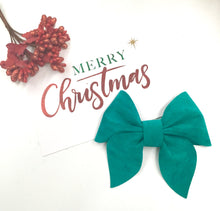 Load image into Gallery viewer, Christmas Green Velvet Sailor bow