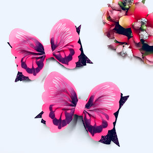 Butterfly Pink Purple Piggytail clip pair