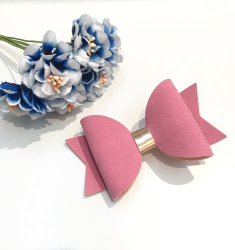 Pink Faux Suede Everyday Bow