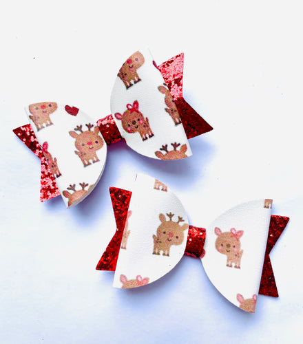 Christmas Red Reindeer basic bow