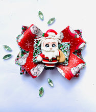 Load image into Gallery viewer, Christmas OOAK Red Santa Large Clay bow