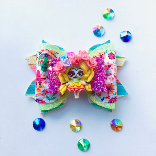 Clay Girl Sugar Skull Fiesta Bow