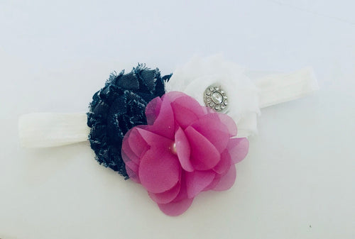 Chiffon Trio Flower bow headband