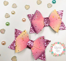 Load image into Gallery viewer, Rosey Rainbow Glitter Bow