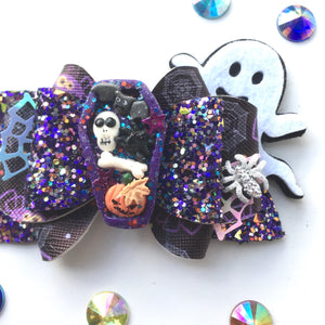 Clay Shaker Coffin Halloween Bow