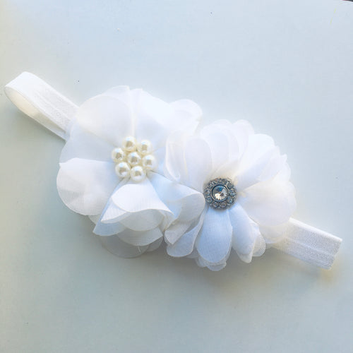 White Floral bow