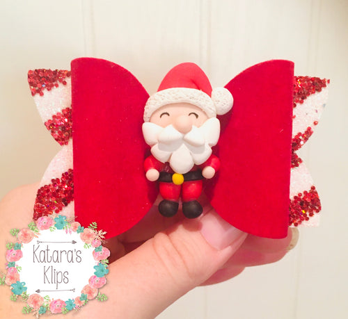 Christmas Santa Clay Velvet bow