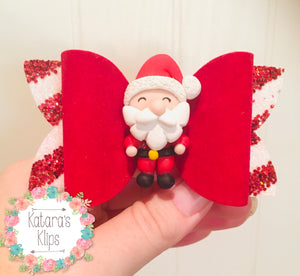 Christmas Santa Clay Velvet bow