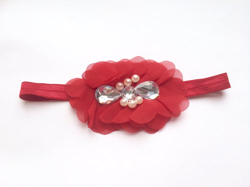 Red Rhinestone Flower bow