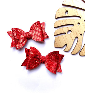 Christmas Red Sequin Piggytail clip pair