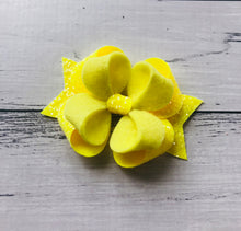 Load image into Gallery viewer, Yellow Glitter Felt Posey Bow