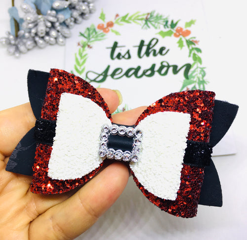 Christmas Santa White Medium  bow - headband or clip