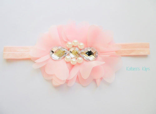 Pink Rhinestone Flower bow