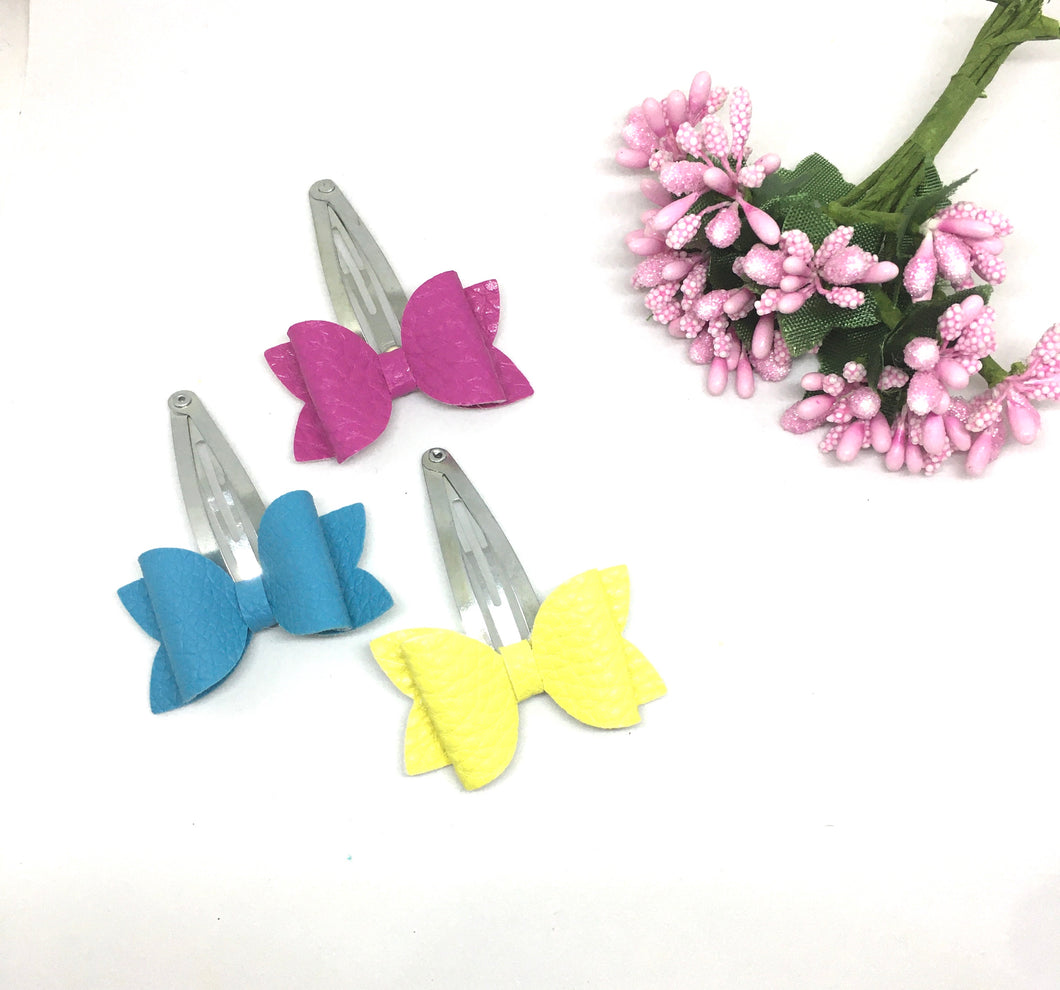 Teeny Luxe Leatherette Snap Clip Trio