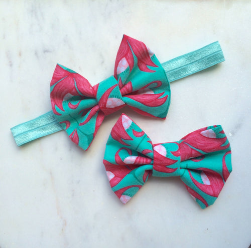 Floral Fabric Small Bow Headband