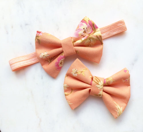 Floral Fabric Small Bow Headband