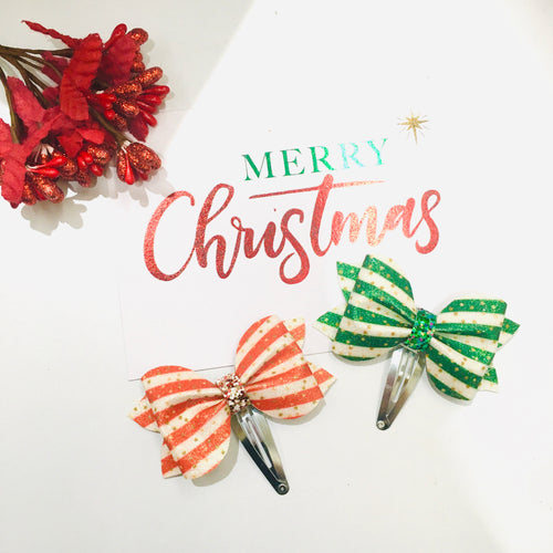 Christmas Baby Glitter Snap Clip Pair