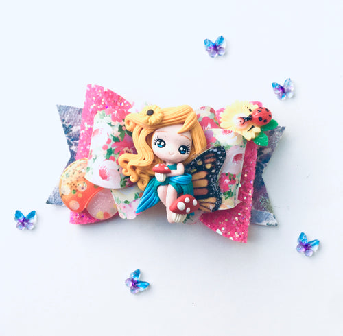 Blonde hair Mushroom Fairy Bow