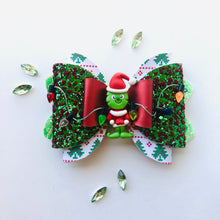 Load image into Gallery viewer, Christmas Grinch Large  Clay bow