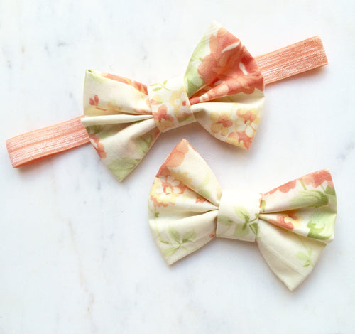 Floral Fabric Small Bow Headband