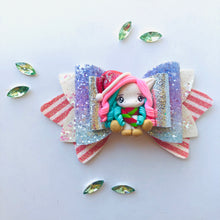 Load image into Gallery viewer, Christmas Unicorn Medium Clay bow