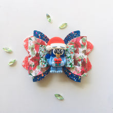 Load image into Gallery viewer, Christmas Blue Dog Large Clay bow