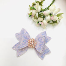 Load image into Gallery viewer, Purple Lace Rhinestone bow